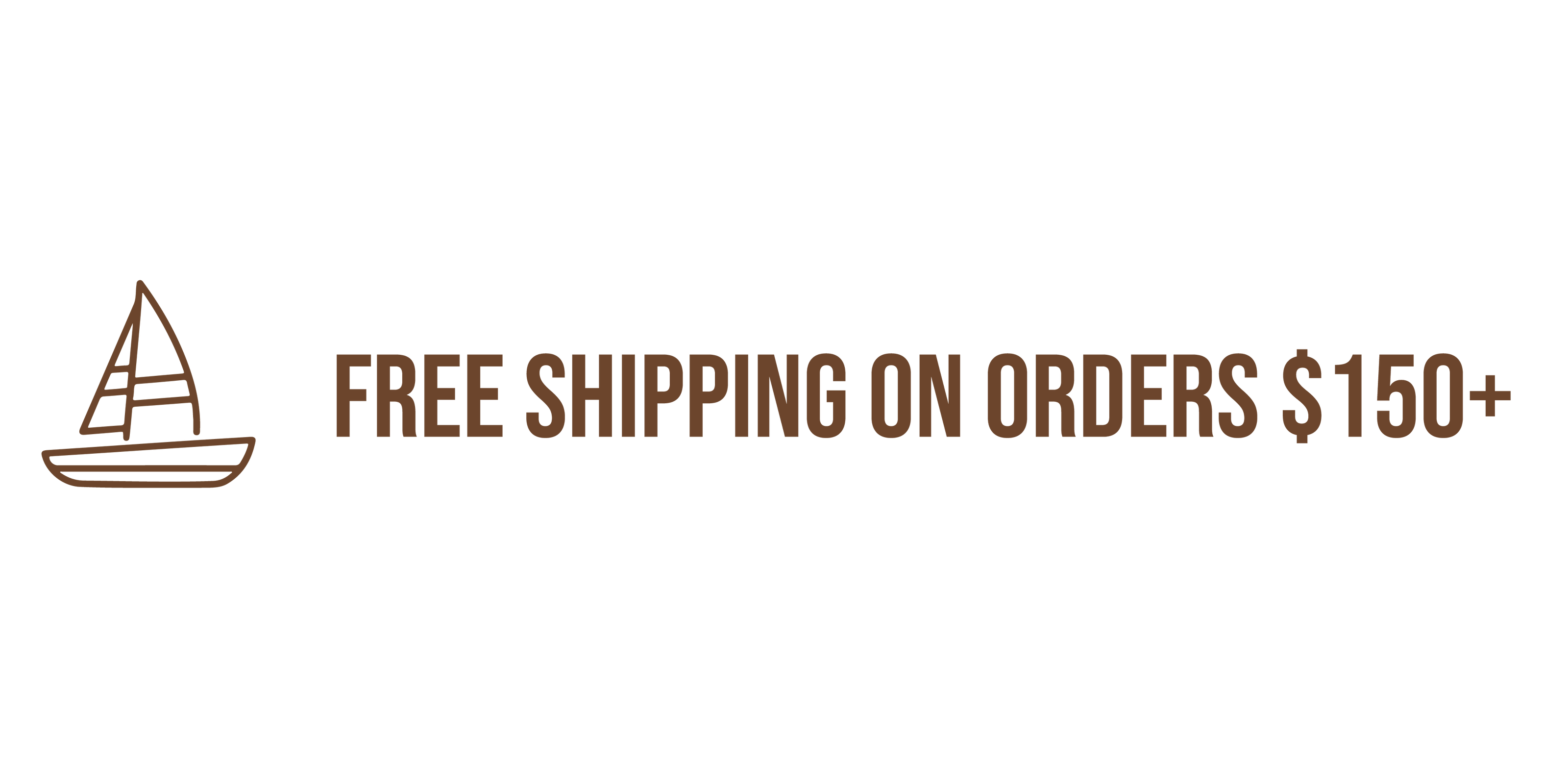 Boat Icon with the text 'Free Shipping on orders $150+'