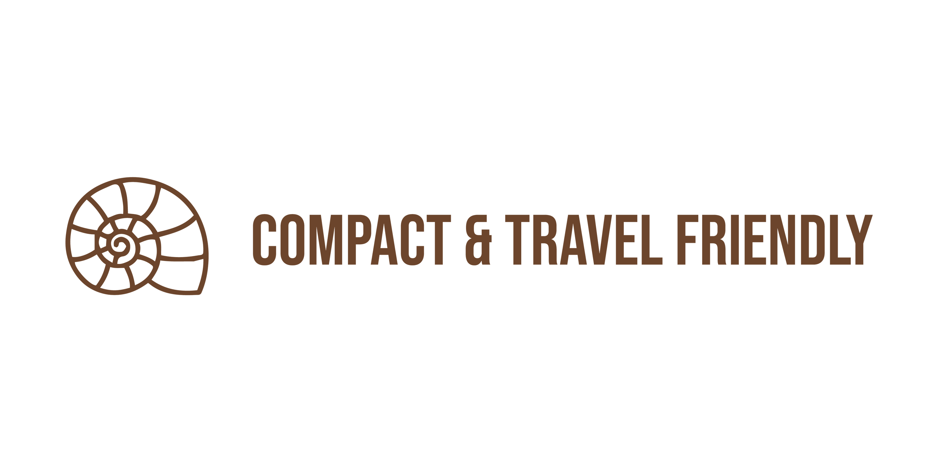 Shell Icon with the text 'Compact & Travel Friendly'