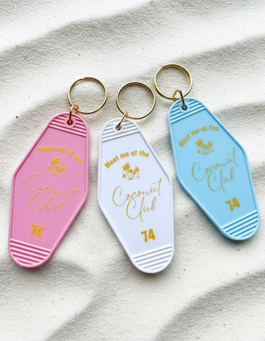 Coconut Club Key Ring – Vintage Motel Style Keychain